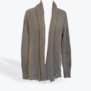 ST JOHNSBAY Womens Gray Ribbed Knit Shawl Collar Cardigan Sweater‎ Size S